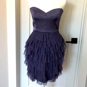 BCBGMaxAzria Strapless Sweetheart Neckline Tulle Ruffle Cocktail Dress - Size 2